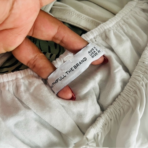 Faithfull the brand boho off the shoulder puffy white top - Picture 5 of 5